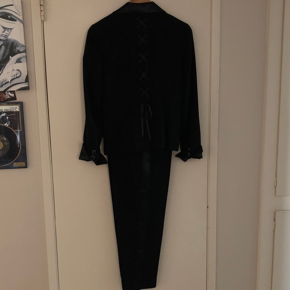 2pc Suit BESTINI PARIS Back To The Office Ready! Tuxedo like lace-up back! Black - Picture 7 of 17